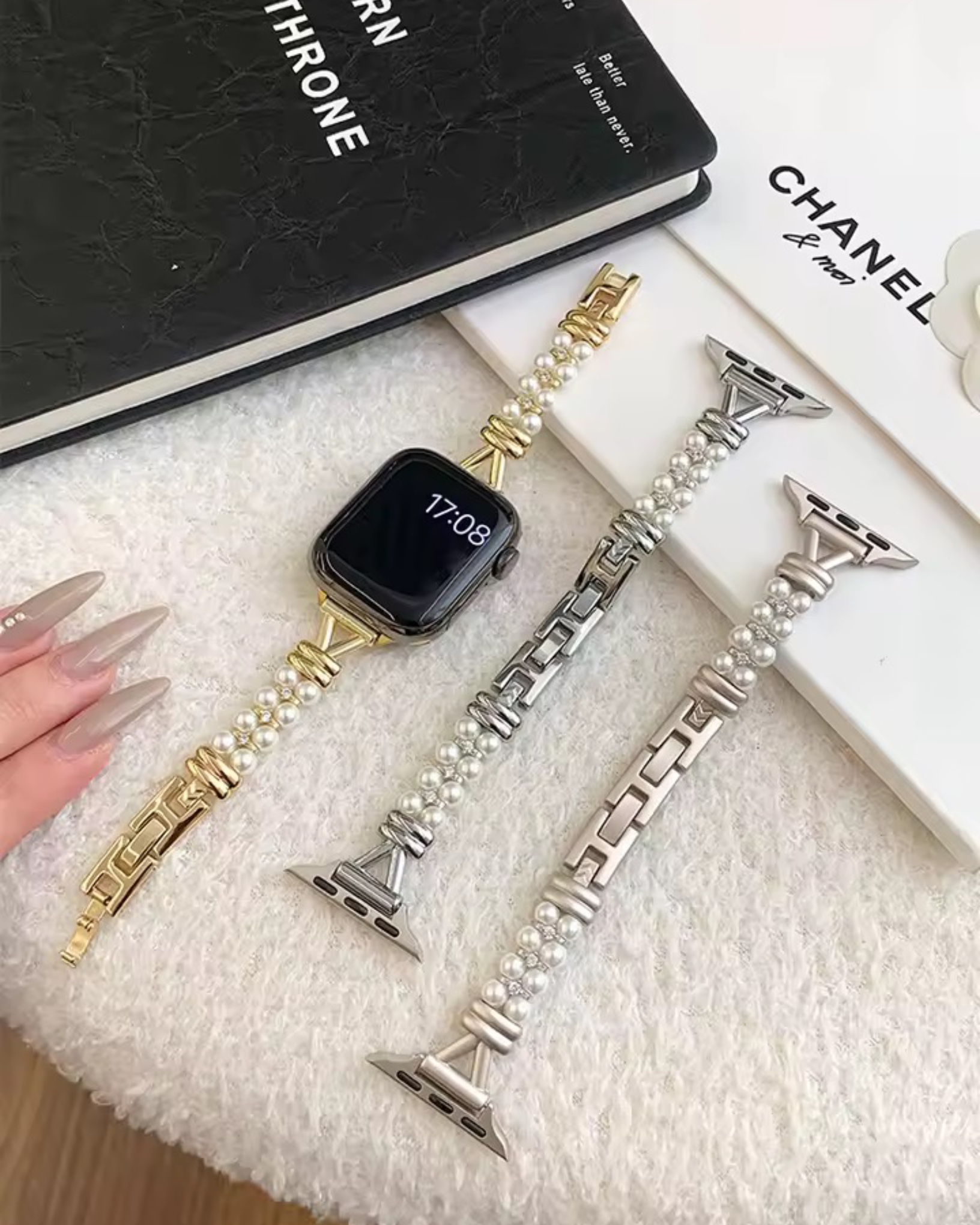 بند اپل‌ واچ  Band1004 luxury Pearl